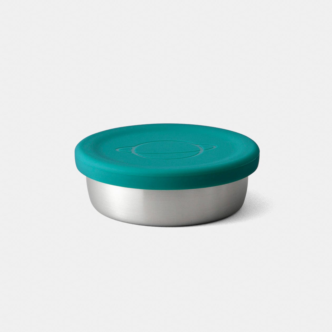 color::Lagoon | stainelss steel sauce container "dipper" with silicone lid on top on white background